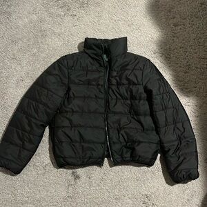Black Cropped Puffer Jacket (Size M)